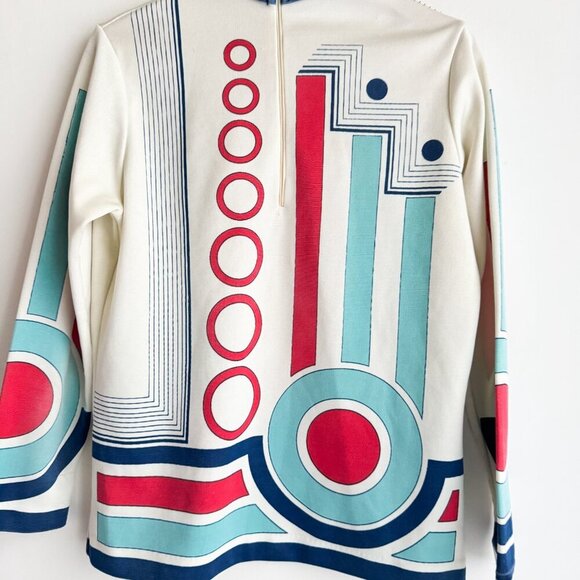 Vintage Geometric Print Colourful Long Sleeve Top M/L - Picture 3 of 4